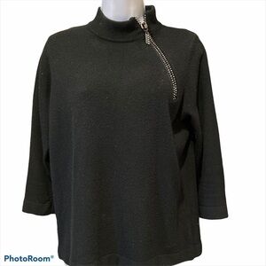 Black Sweater Rhinestone Zipper